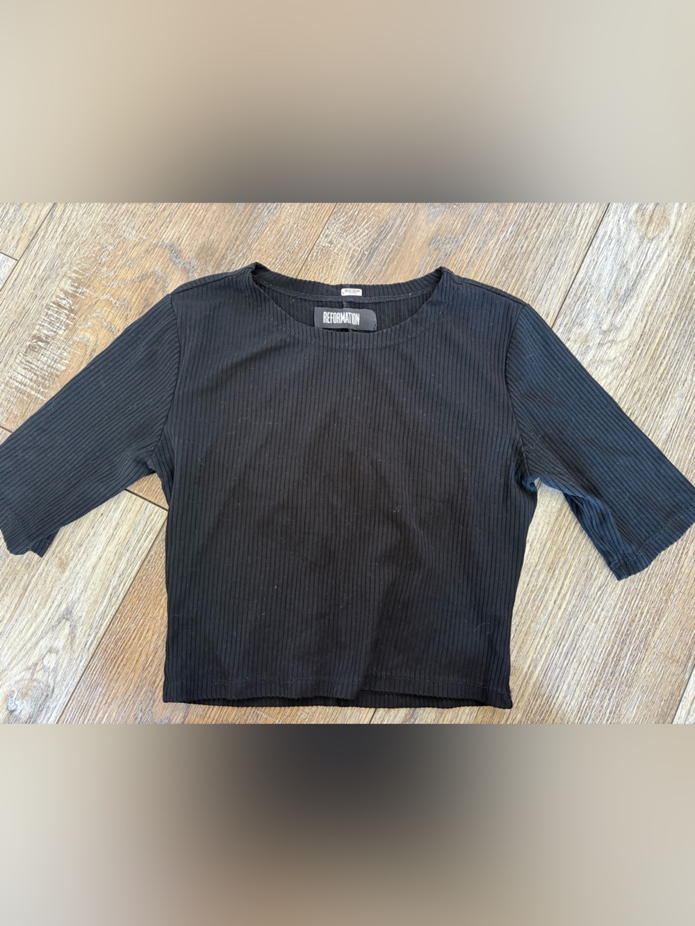 Reformation ribbed bandage style  3/4 Sleeve S  black shirt